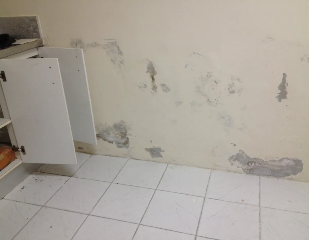 Water damage on wall before installation